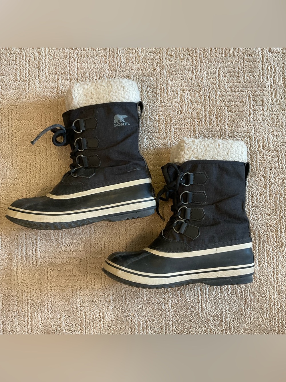 🖤 Sorel Winter Carnival Waterproof Snow Boots Black Size 7 EUC Gorpcore Outdoors